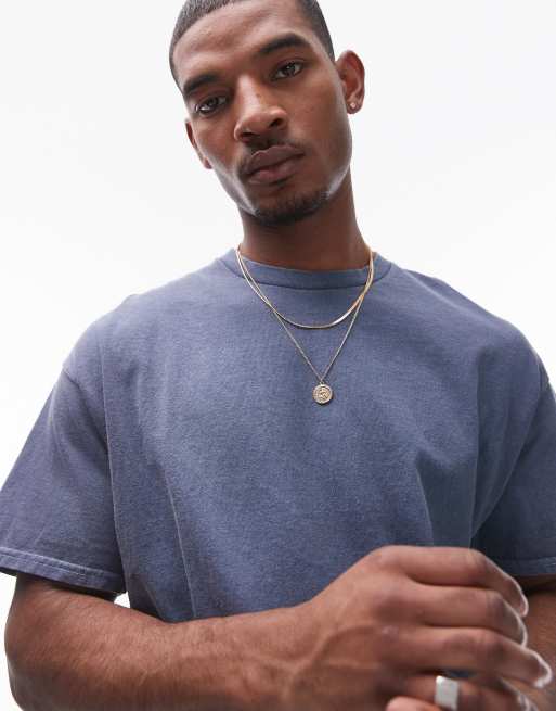Topman vintage wash relaxed fit t-shirt in blue