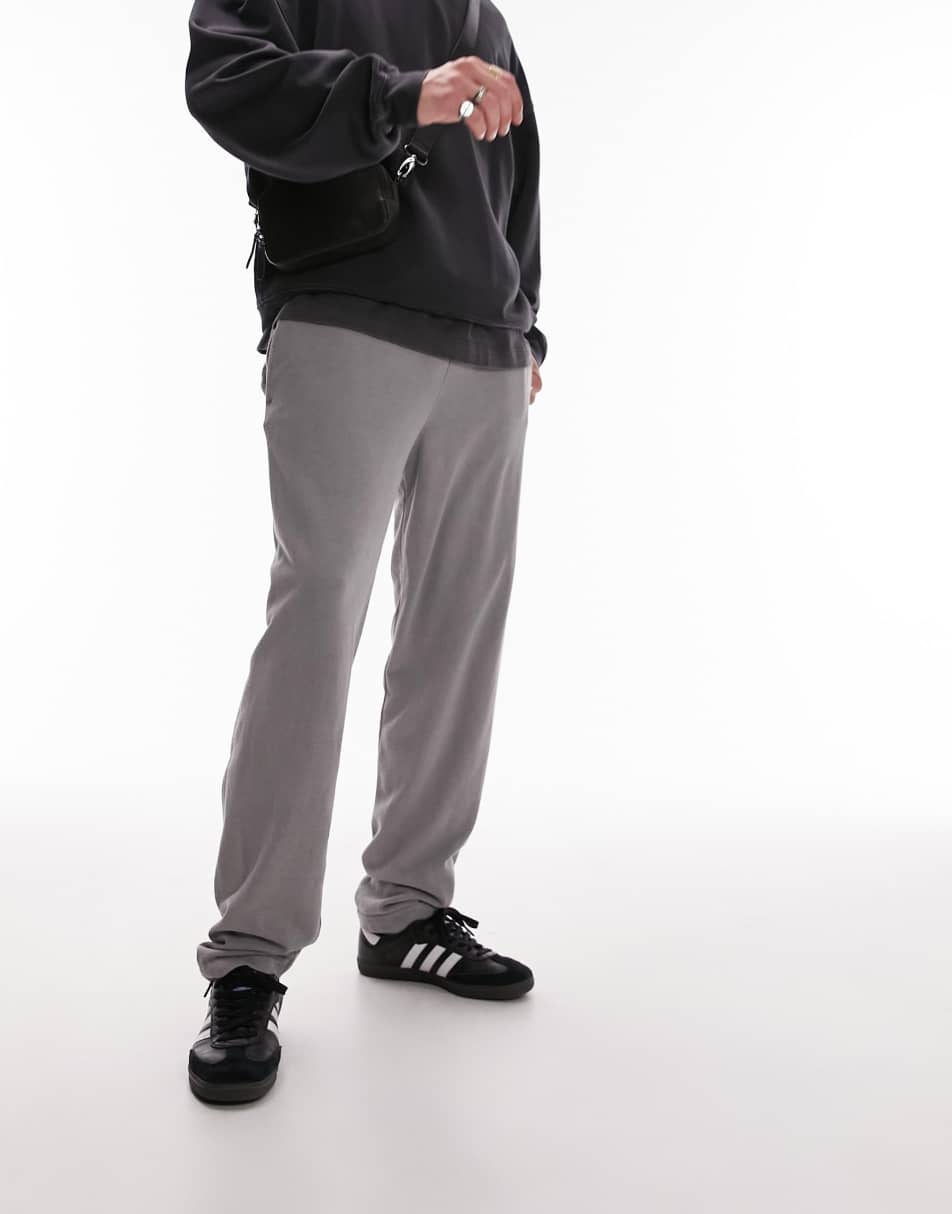 Topman vintage wash straight jogger in grey