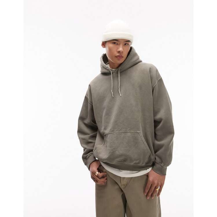 Men's Vintage Washed Hoodie in Light Stone