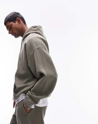 Topman khaki hoodie best sale