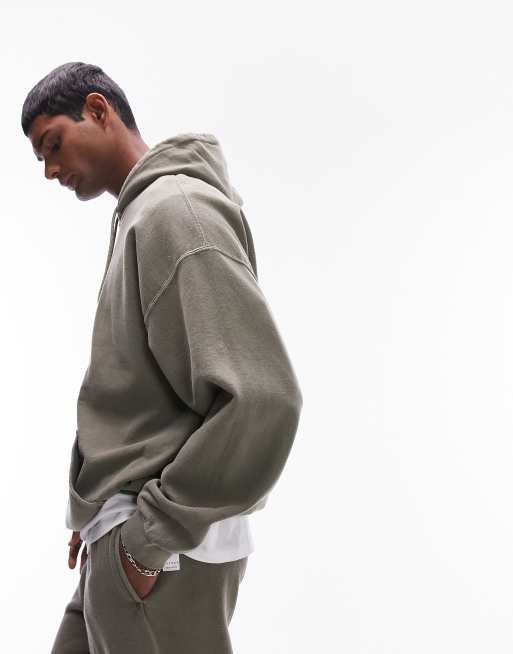 Mens Khaki Oversized Hoodie