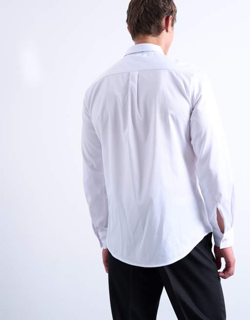 Topman – Vit, långärmad, formell skjorta i satin med smal passform, 5 av 5
