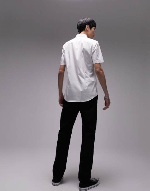 Topman – Vit, skinny finskjorta med korta ärmar och stretch	, 2 av 4