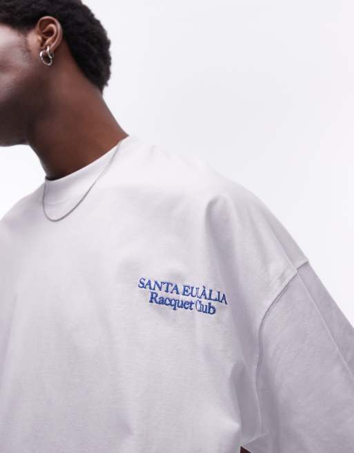 Topman – Vit t-shirt i extra oversize med Racquet Club-tryck baktill, 2 av 4