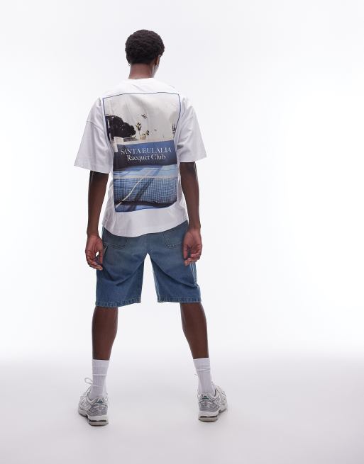 Topman – Vit t-shirt i extra oversize med Racquet Club-tryck baktill, 3 av 4