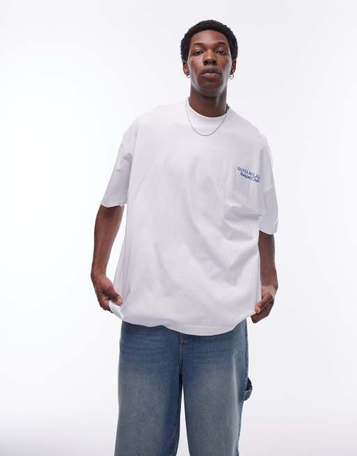 Topman – Vit t-shirt i extra oversize med Racquet Club-tryck baktill, 4 av 4