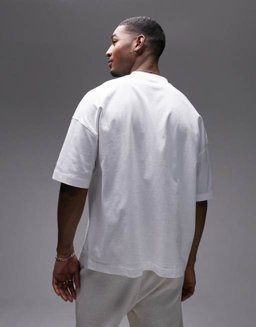 Topman – Vit t-shirt i extra oversize med tulpantryck, 3 av 4