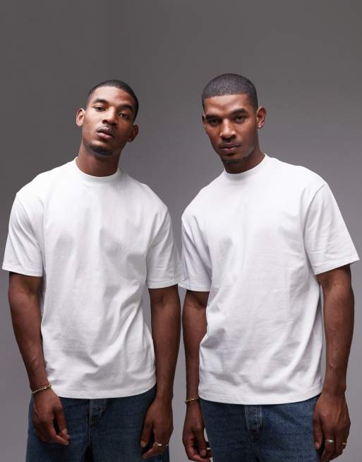 Topman – Vit t-shirt i oversize, 2-pack