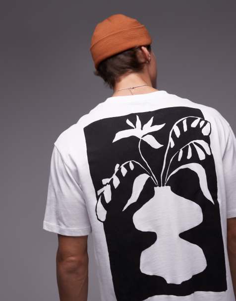 Topman – Vit t-shirt i oversize med blockfärgat vastryck - view 1