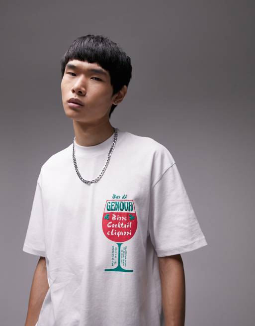 Topman – Vit t-shirt i oversize med Genova-tryck framtill och baktill, 2 av 4