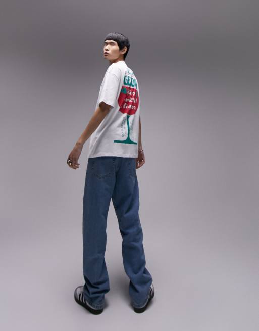 Topman – Vit t-shirt i oversize med Genova-tryck framtill och baktill, 3 av 4