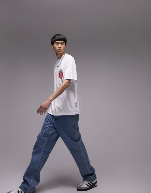 Topman – Vit t-shirt i oversize med Genova-tryck framtill och baktill, 4 av 4