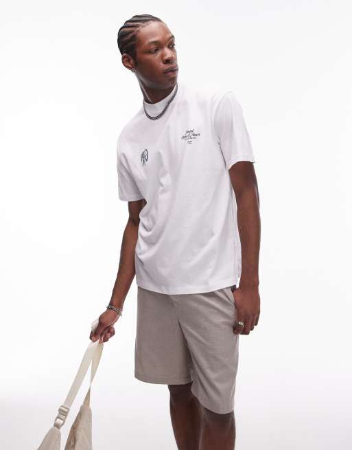 Topman – Vit t-shirt med avslappnad passform och "Côte D'Azur"-tryck fram- och baktill, 4 av 4
