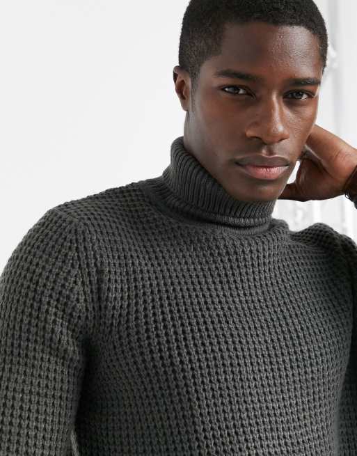 Charcoal grey polo neck jumper hotsell