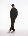 [Topman] Topman washed 1/4 zip sweatshirt in black XS Washed black
