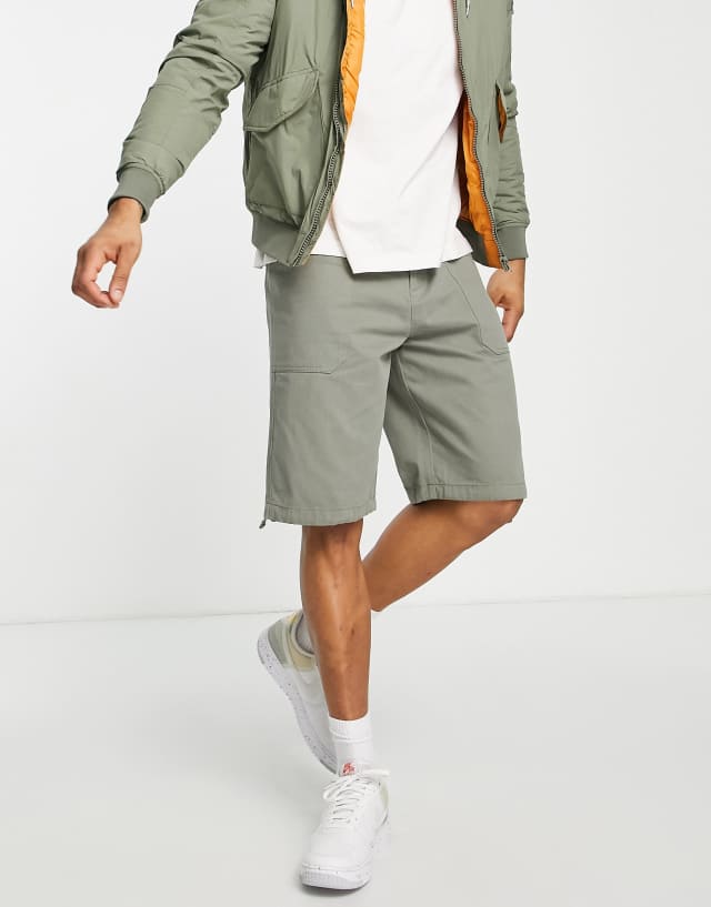 Topman washed cotton cargo shorts in khaki