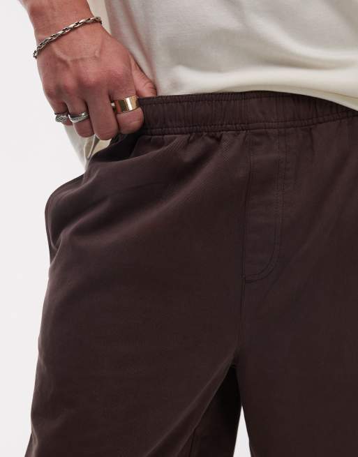 Topman washed cotton chino shorts in brown, 3 of 5