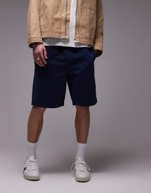 Topman washed cotton chino shorts in navy, 4 of 5