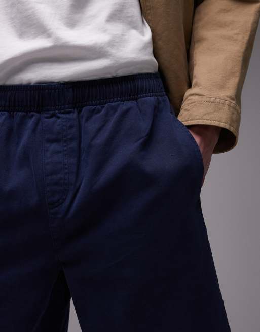 Topman washed cotton chino shorts in navy, 5 of 5