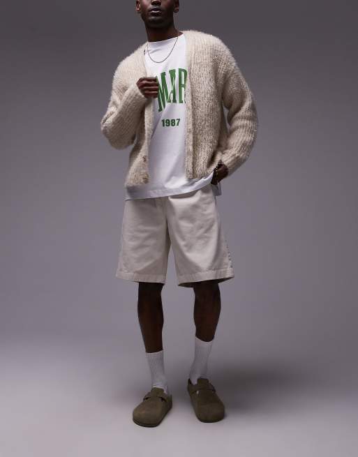 Topman washed cotton chino shorts in neutral, 3 of 5