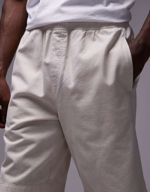 Topman washed cotton chino shorts in neutral, 5 of 5