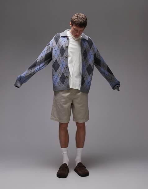 Topman washed cotton chino shorts in stone - view 1