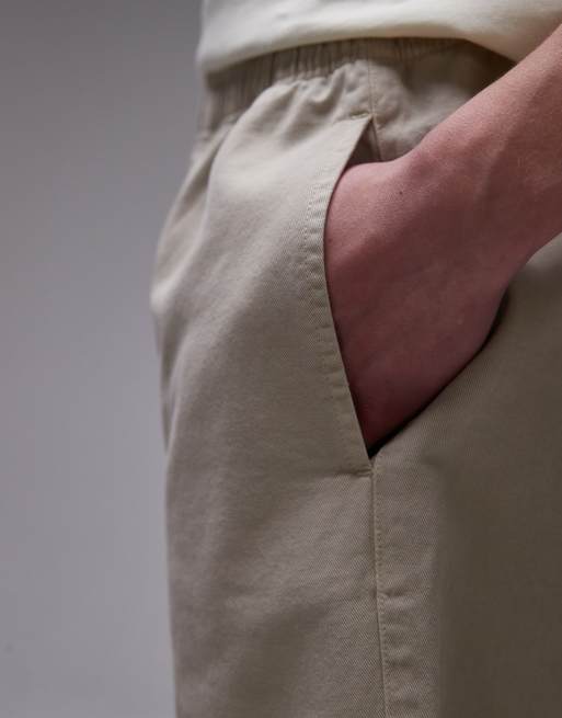 Topman washed cotton chino shorts in stone, 3 of 5