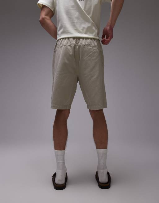 Topman washed cotton chino shorts in stone, 4 of 5