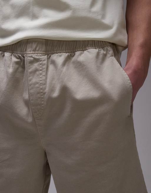 Topman washed cotton chino shorts in stone