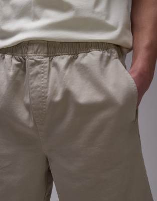 Topman washed cotton chino shorts in stone