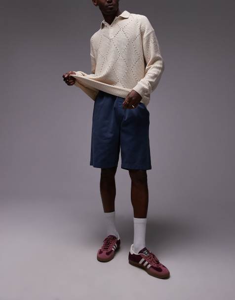 Topman washed cotton short in blue - view 1
