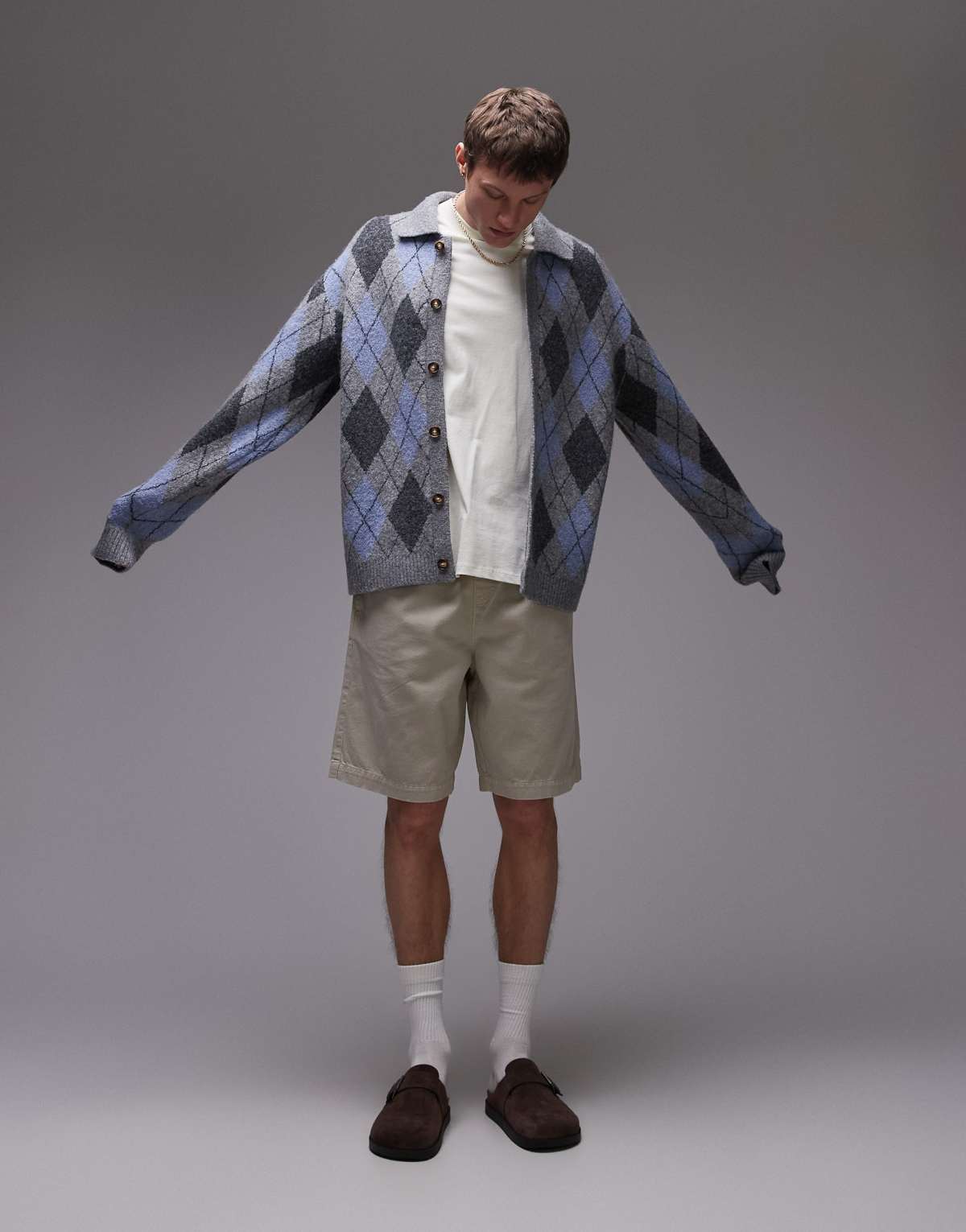Topman washed cotton shorts in stone