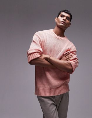Topman washed lightweight jumper in pink