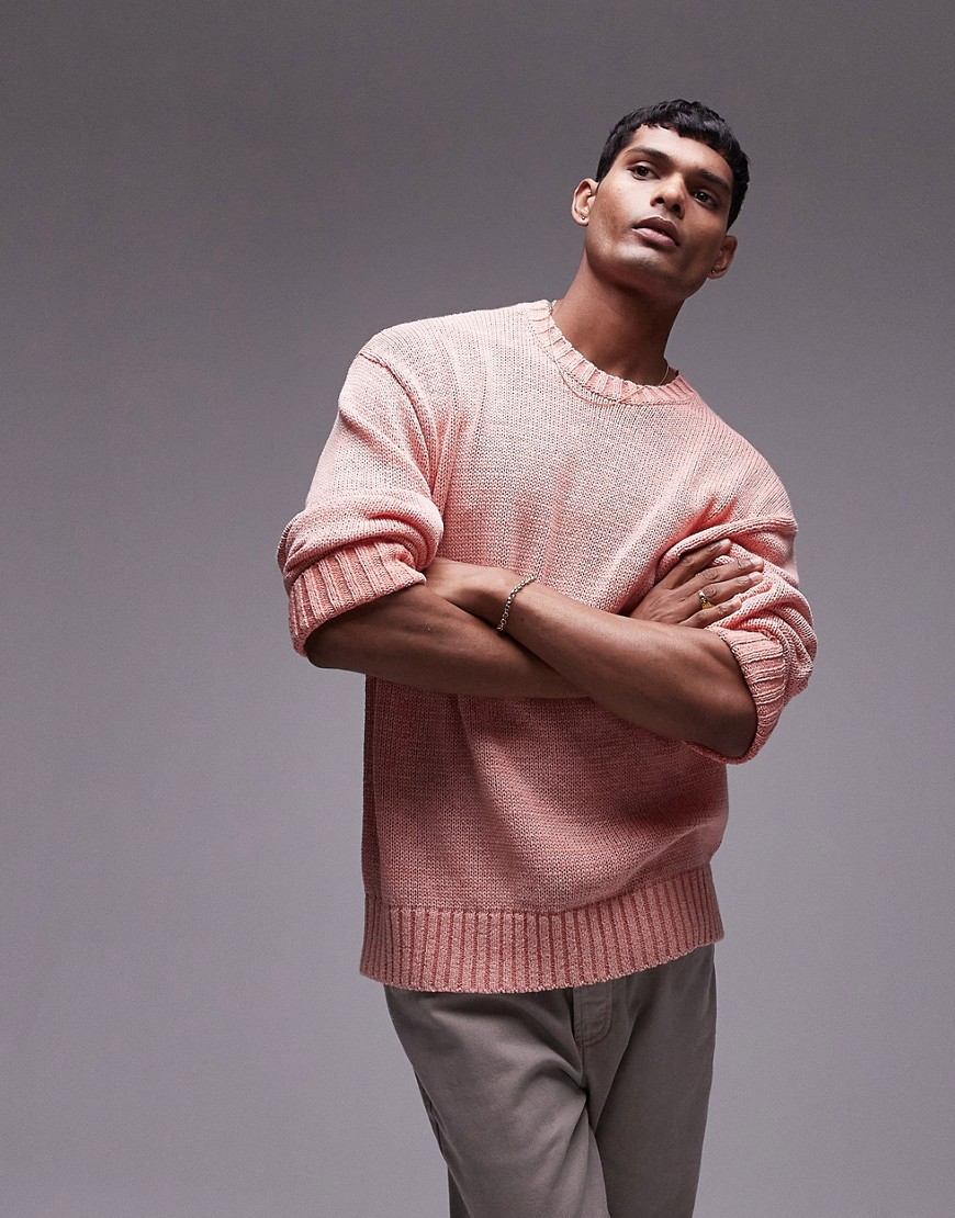 washed lightweight sweater in pink