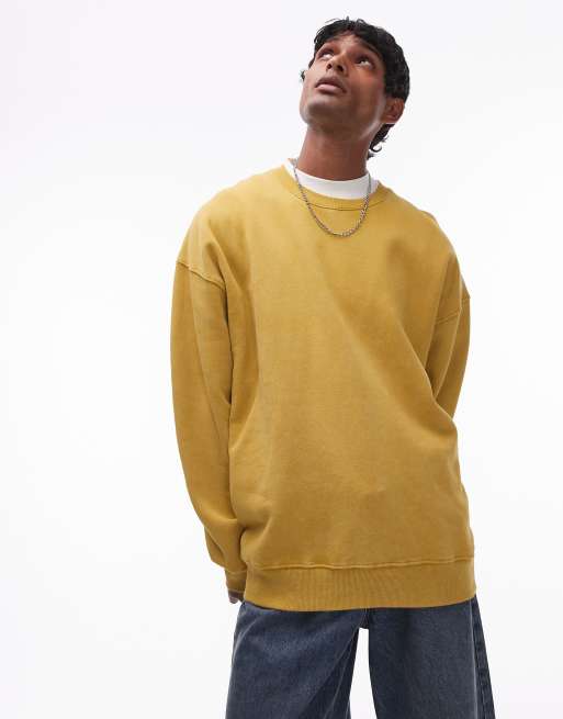 Topman washed oversized sweatshirt in yellow ASOS