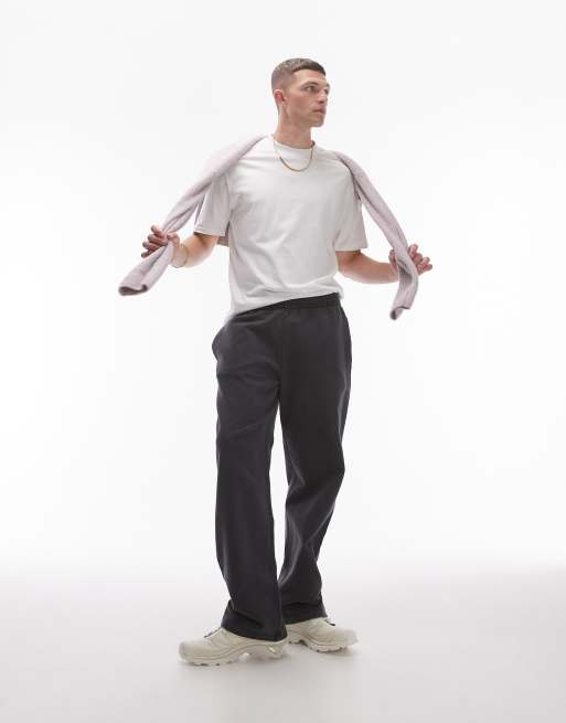 Topman washed straight leg jogger in black