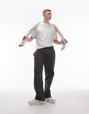 Topman Washed Straight Leg Sweatpants In Black-red