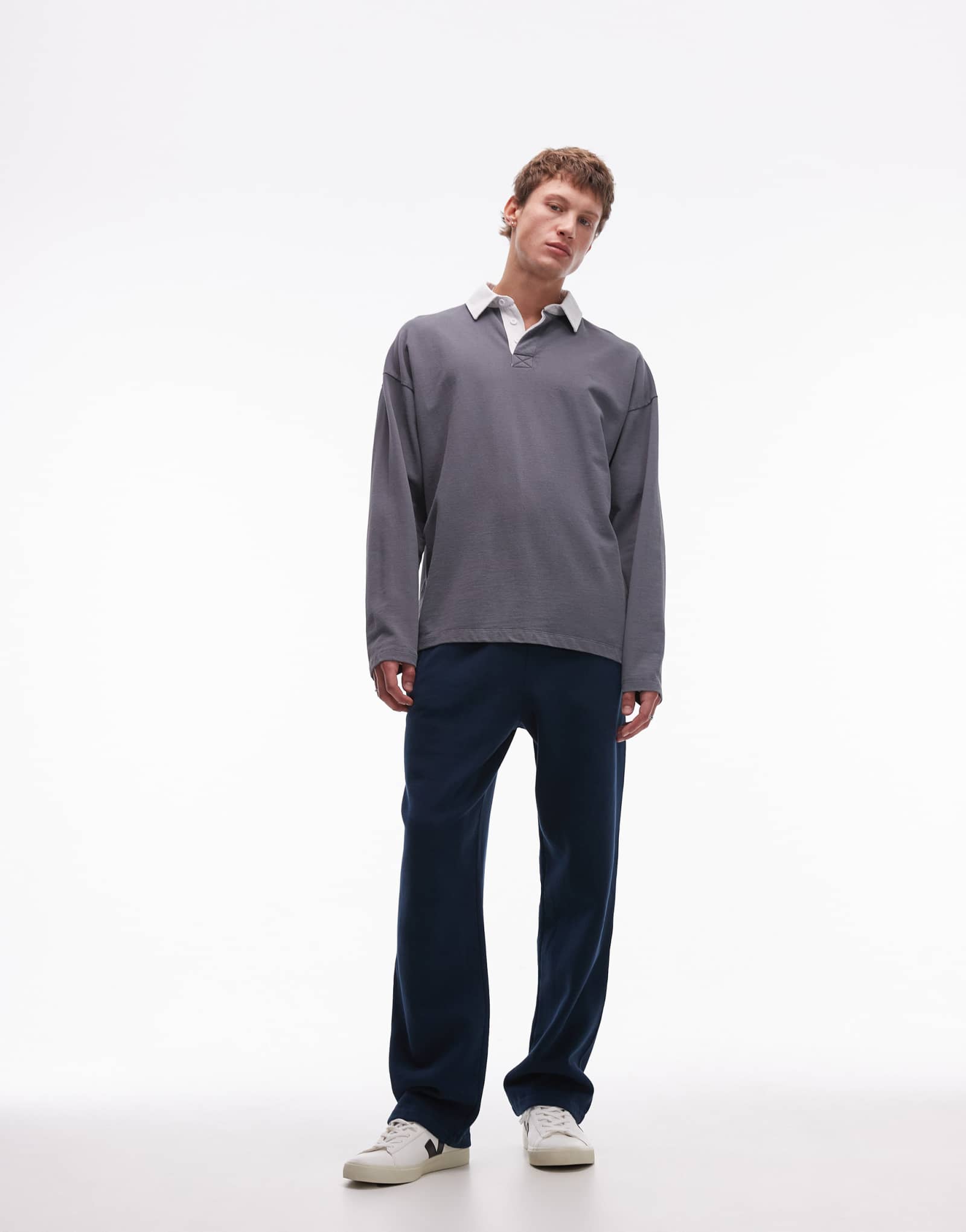 Спортивные прямые брюки синего цвета Topman