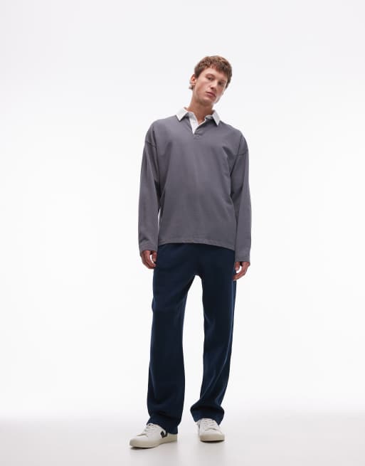 Topman washed straight leg trackies in blue