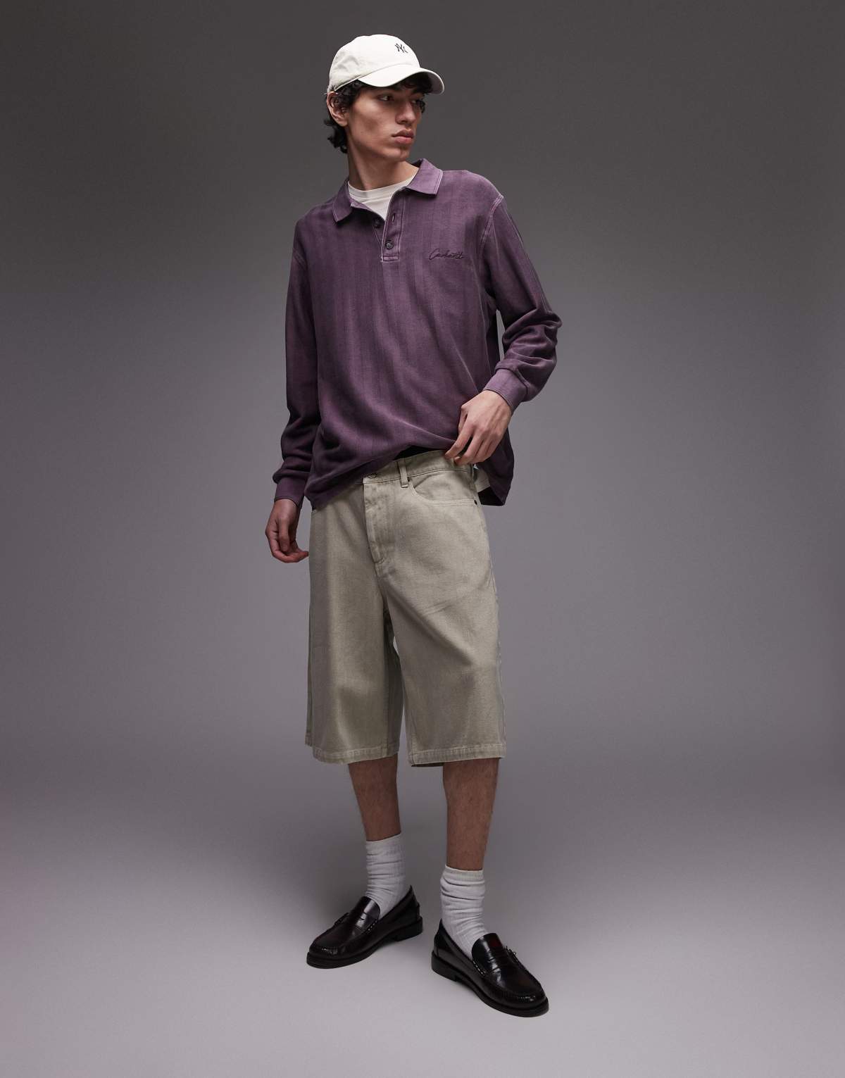 Topman washed twill shorts in khaki