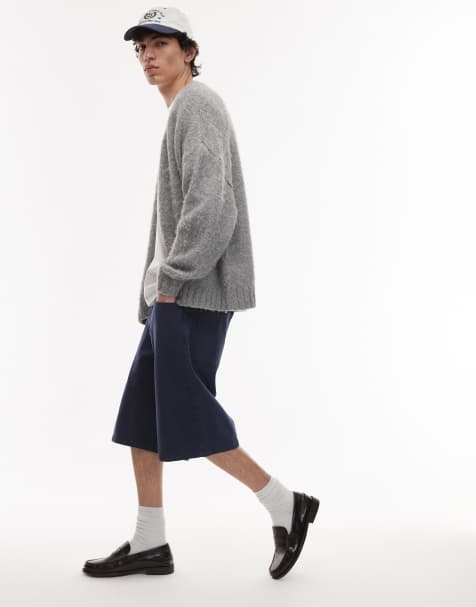 Topman washed twill shorts in navy - view 1