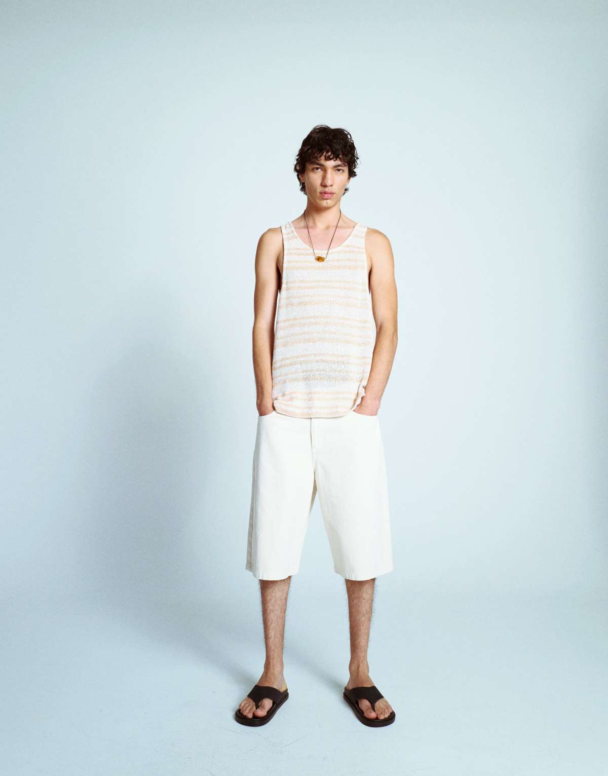 Topman washed twill shorts in neutral