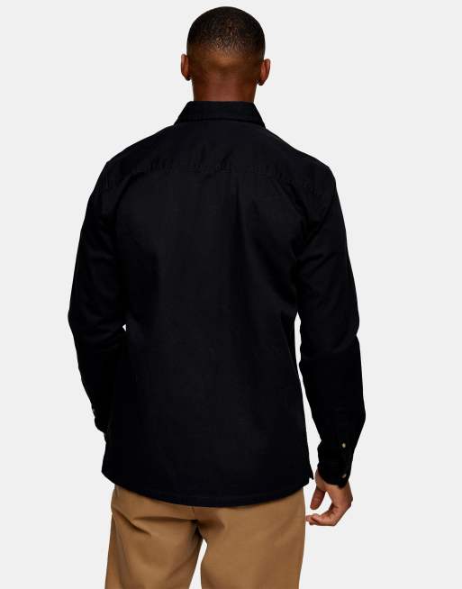 Topman washed twill slim shirt in black, 2 of 4