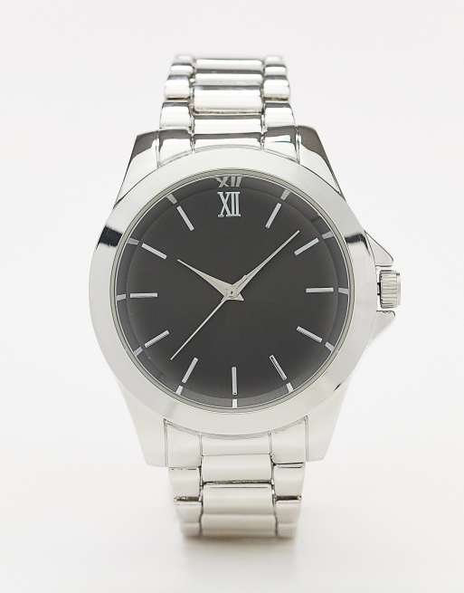 Topman watch with gunmetal face in silver