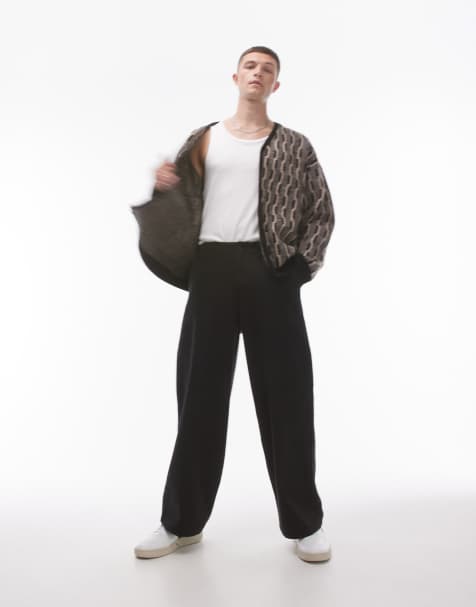 Topman – Weit geschnittene Hose aus Baumwoll-Twill in Schwarz - view 1