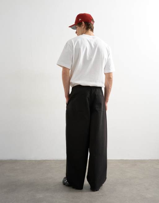 Topman – Weit geschnittene Hose in Schwarz mit Fischgrätmuster, 3 von 5