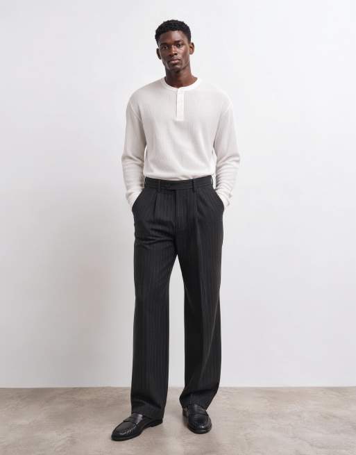 Topman weite Hose mit Nadelstreifen und Bundfalten in Anthrazit, 6 von 10