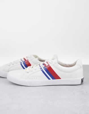 Topman white score stripe trainers