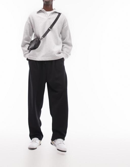 Topman wide balloon pleated sweatpants in white