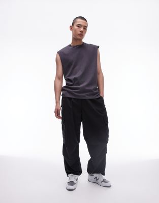  Topman wide cargo trousers in black